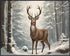 Posterizer 1 pcs- A deer in a beautiful jungle in winter-Art for Animal Lovers-Landscape & Nature Art- Gift for Men Women Entrepreneur Teens-Livin...